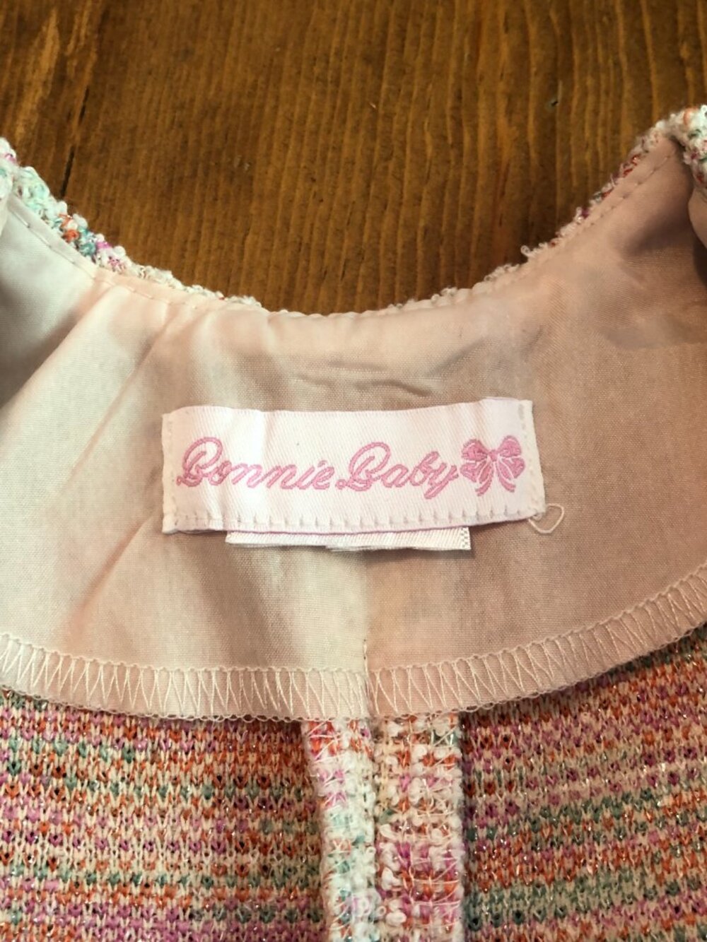 Bonnie Baby NWT Chanel Inspired Tweed Baby Girl Pastel Dress Coat Estimate 3-6M - Picture 4 of 7